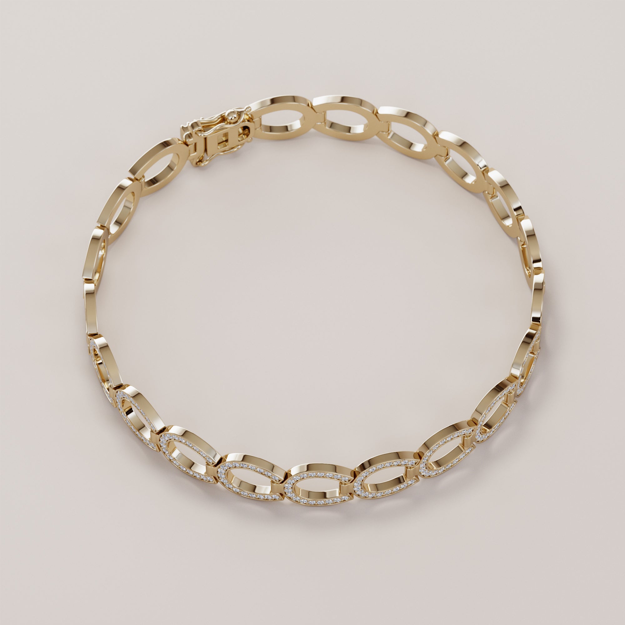 Hoof  Bracelet With White Diamonds - Gold