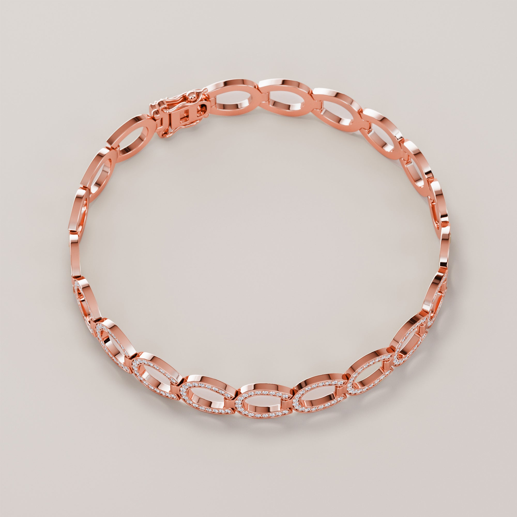 Hoof  Bracelet With White Diamonds - Gold