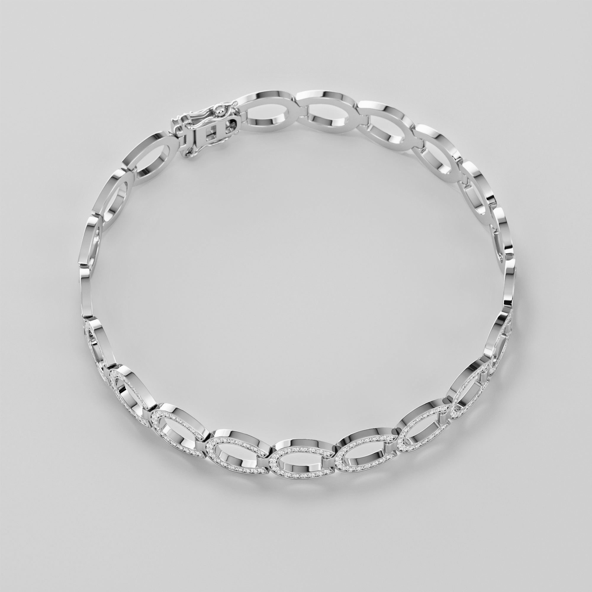 Hoof  Bracelet With White Diamonds - Gold