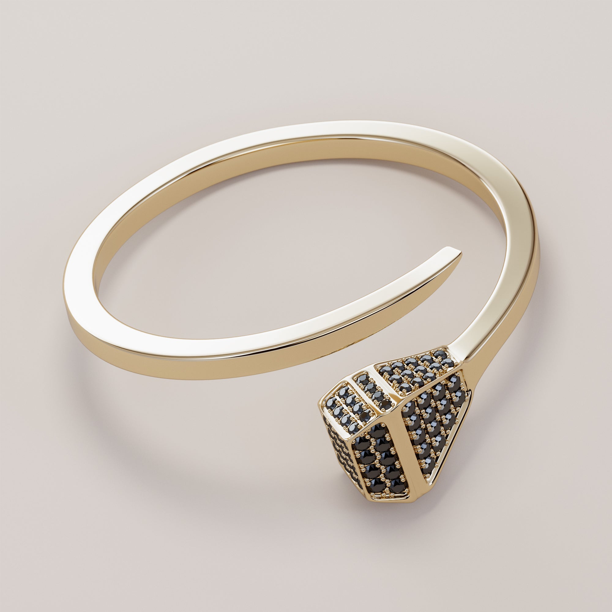 Nail  Bracelet With Black Head Diamonds - Gold