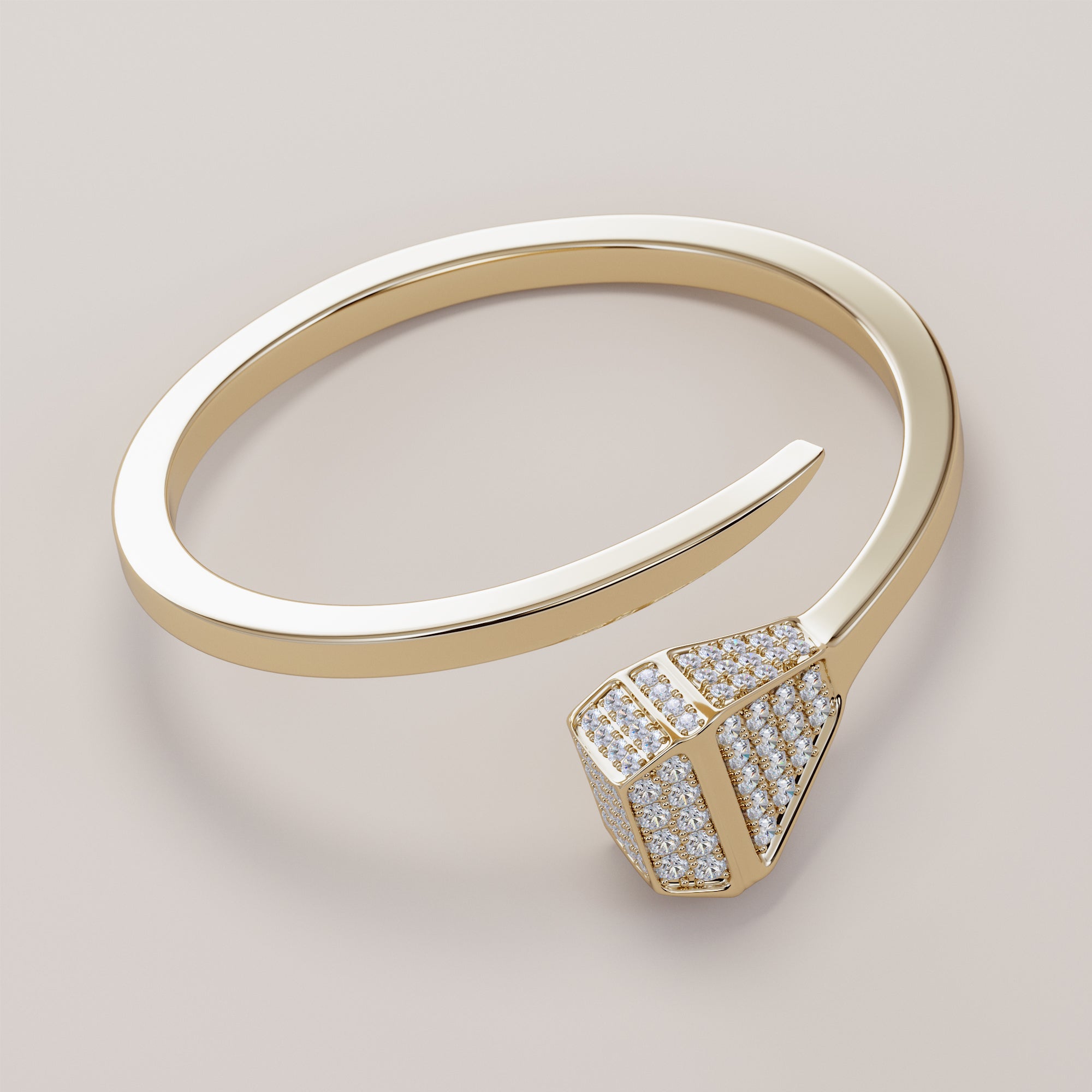 Nail  Bracelet With White Head Diamonds - Gold