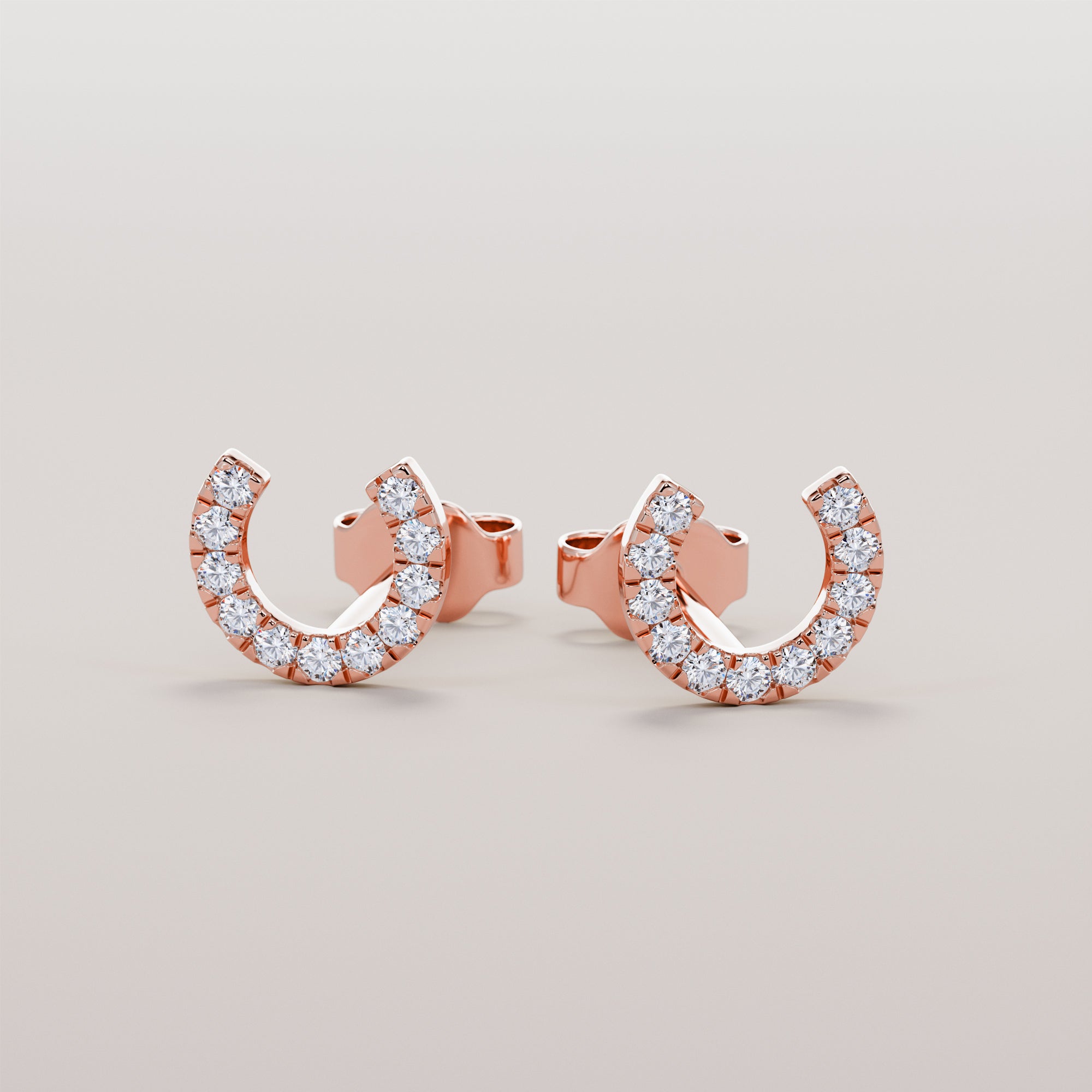 Hoof Earrings With White Diamonds - Gold