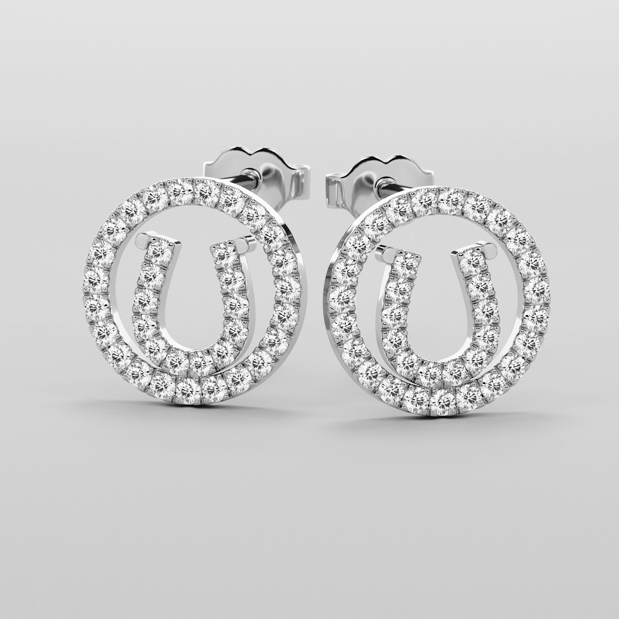 Hoof Center Earrings With White Diamonds - Gold