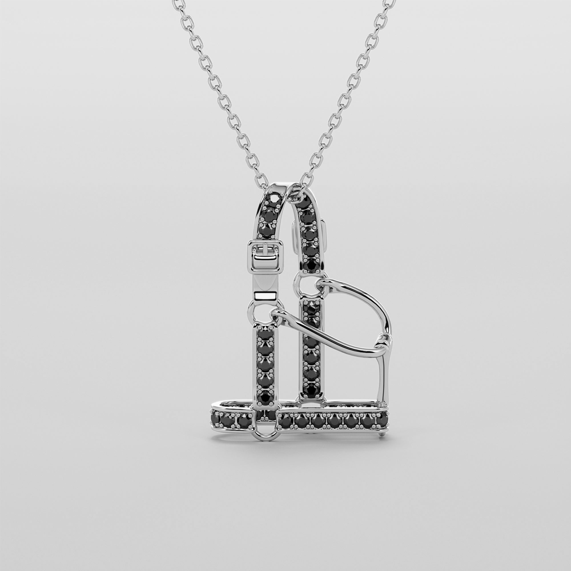 Halter Necklace With Black Diamonds - Gold