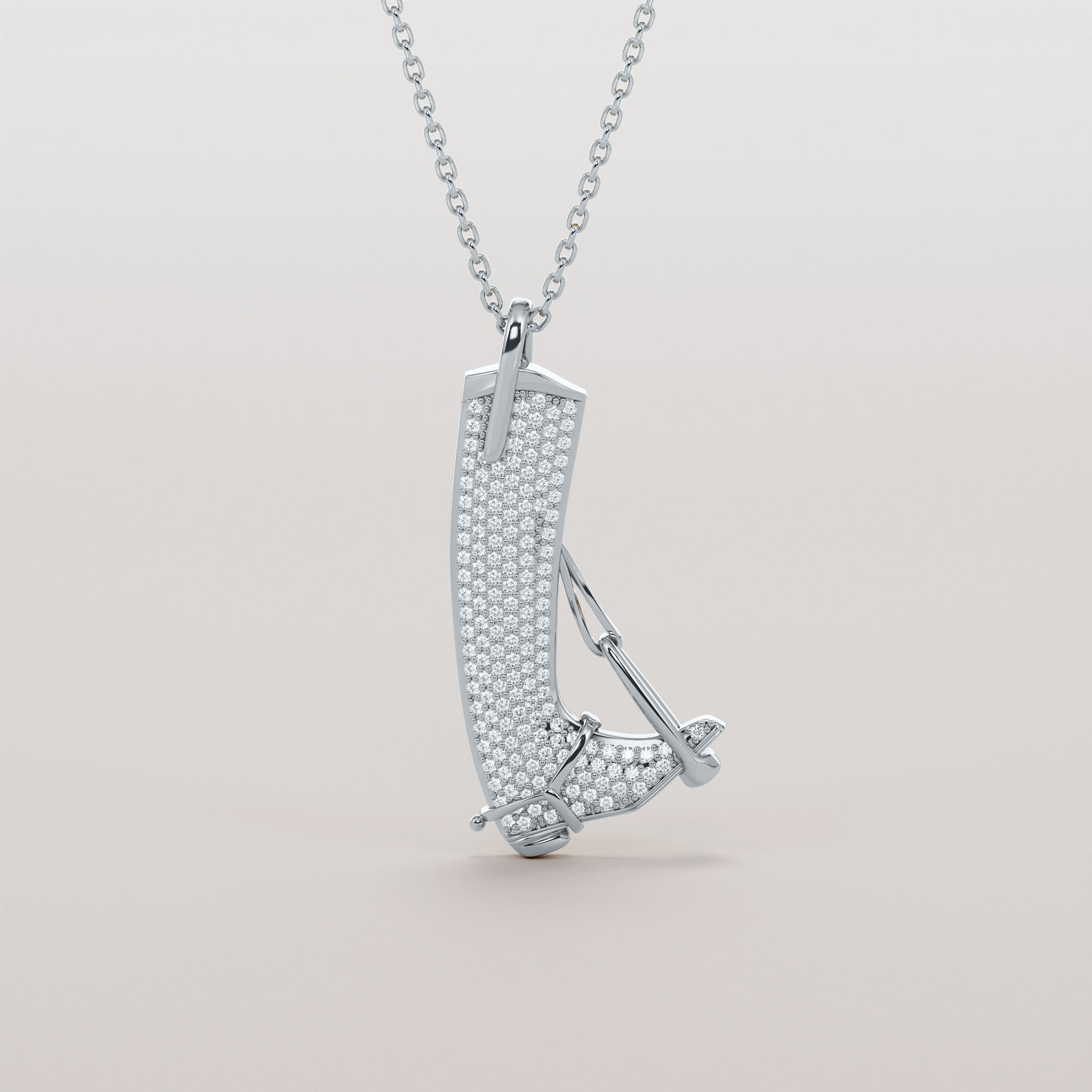 English Boot And Stirrups Necklace With White Diamonds - Gold