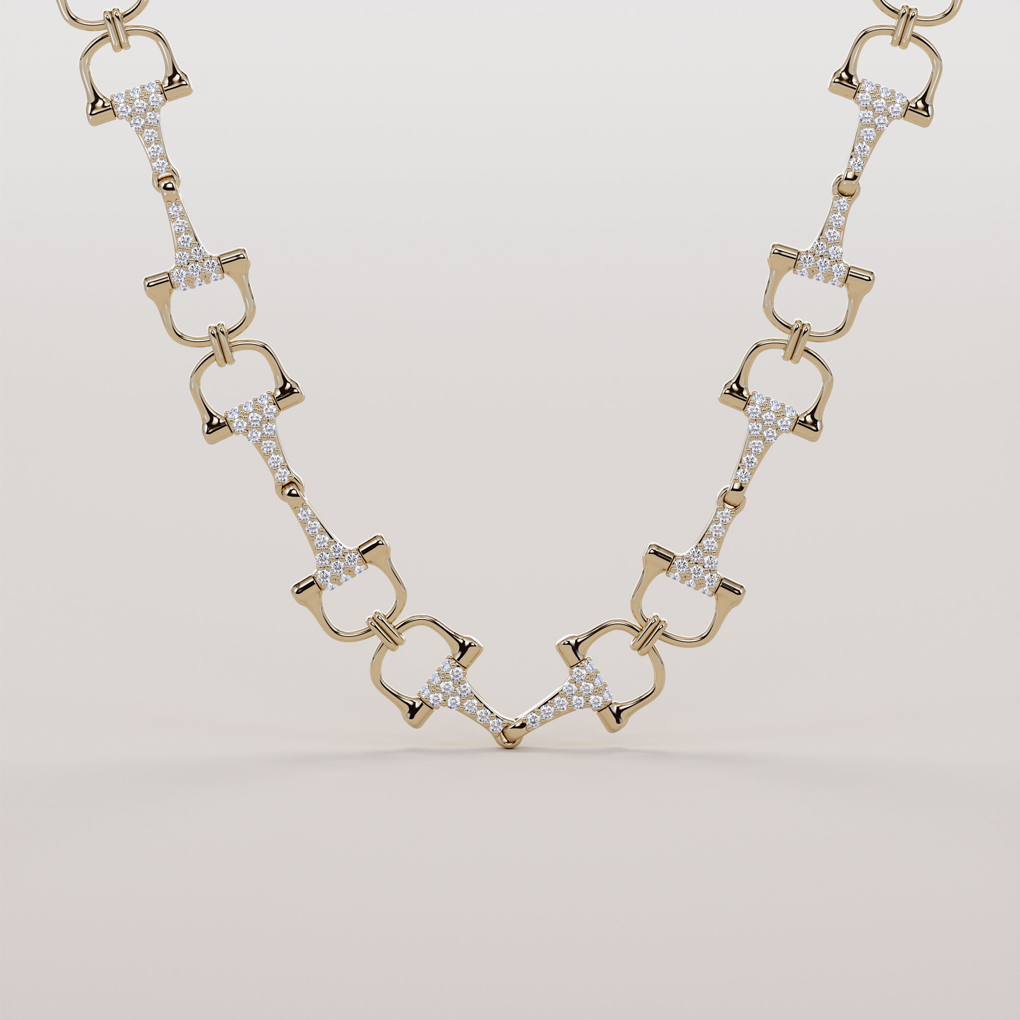 Bits Necklace With White Diamonds - Gold