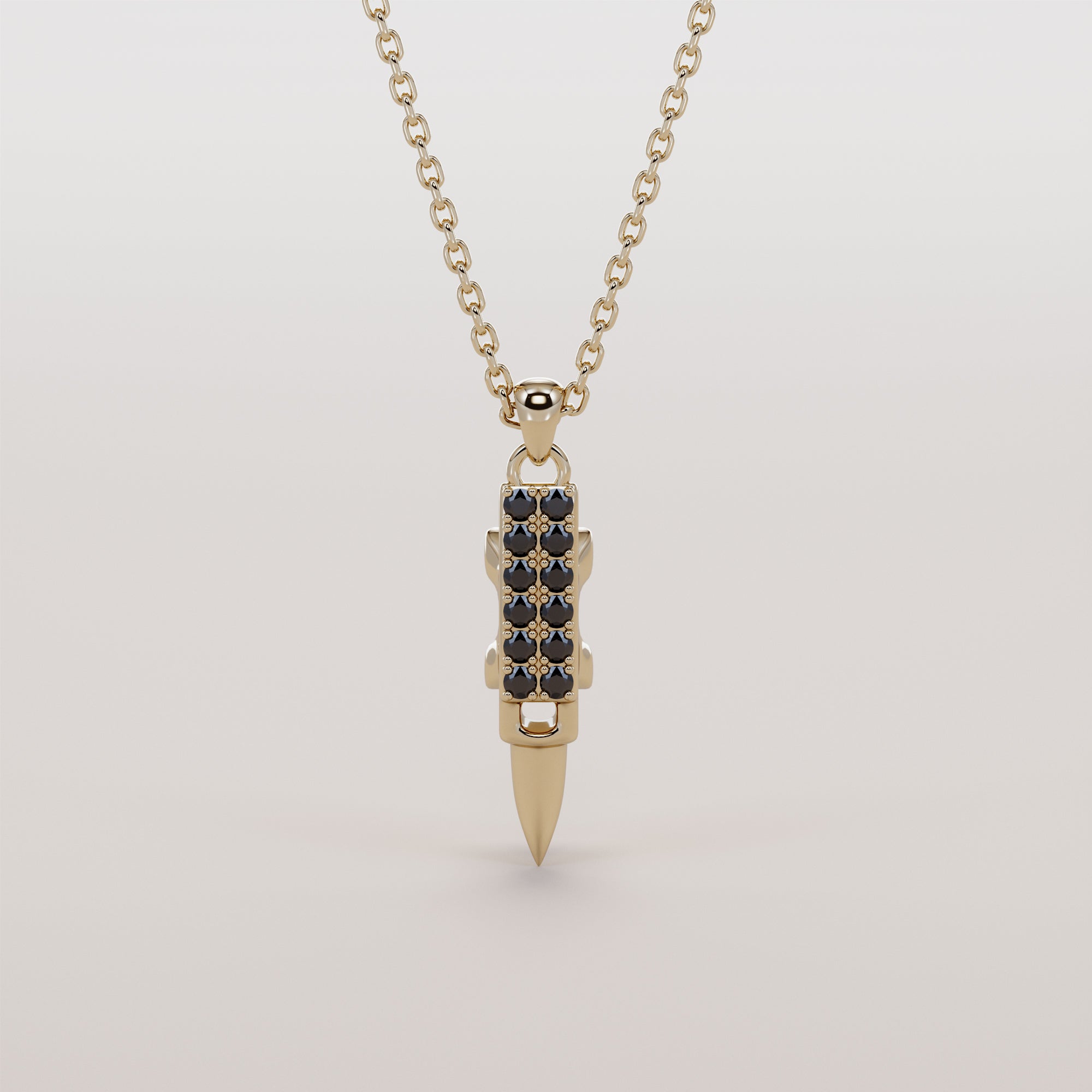 Anvil Necklace With Black Diamonds - Gold