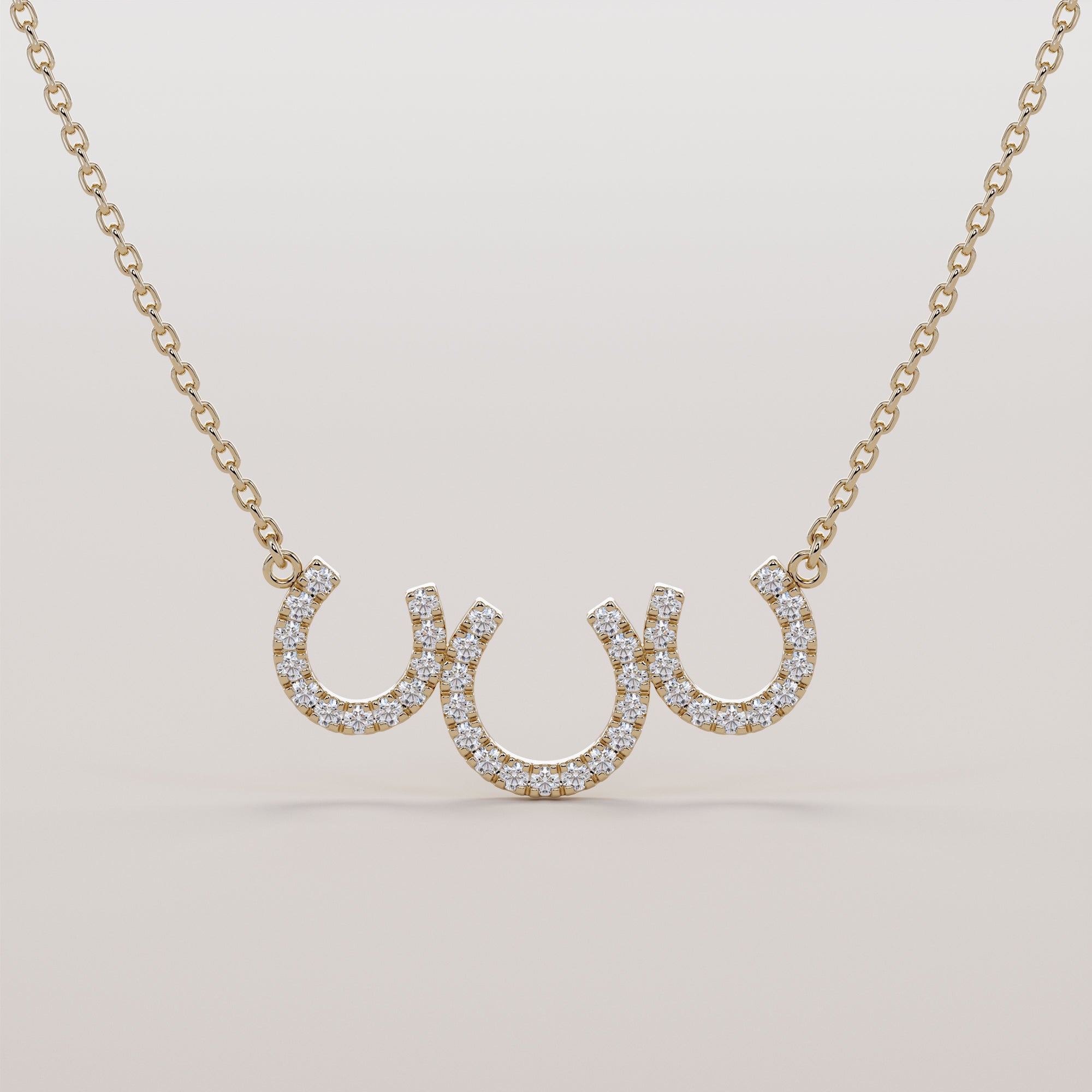 3 Hoofs Necklace With White Diamonds - Gold