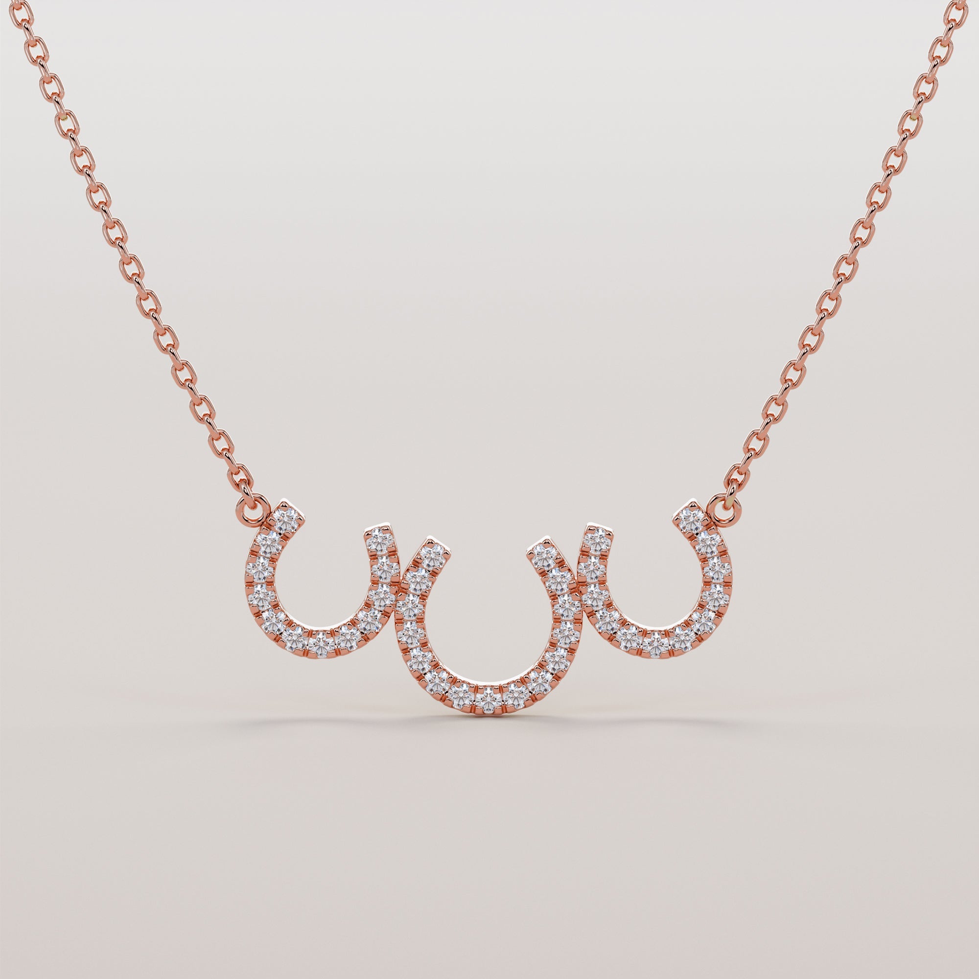 3 Hoofs Necklace With White Diamonds - Gold