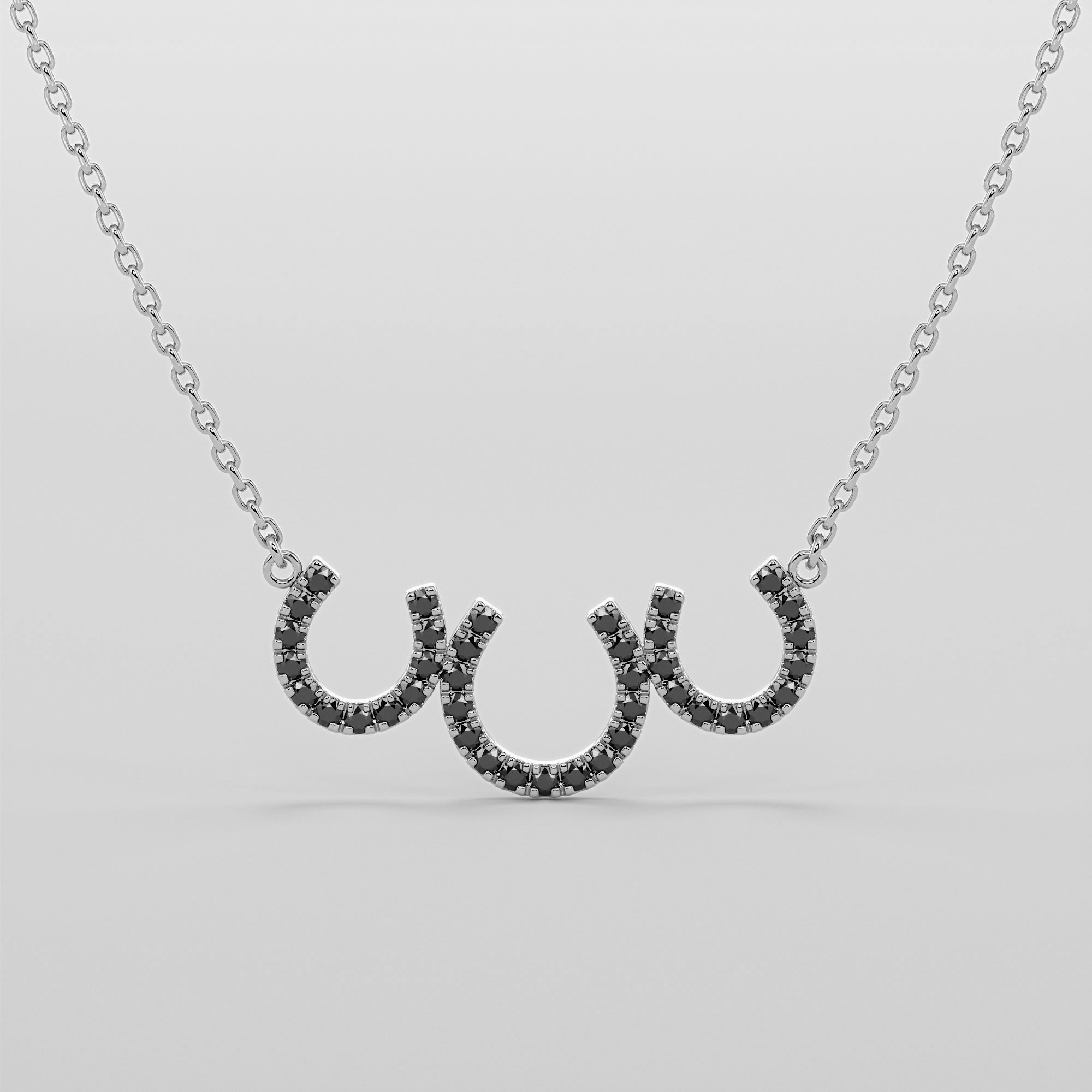3 Hoofs Necklace With Black Diamonds - Gold