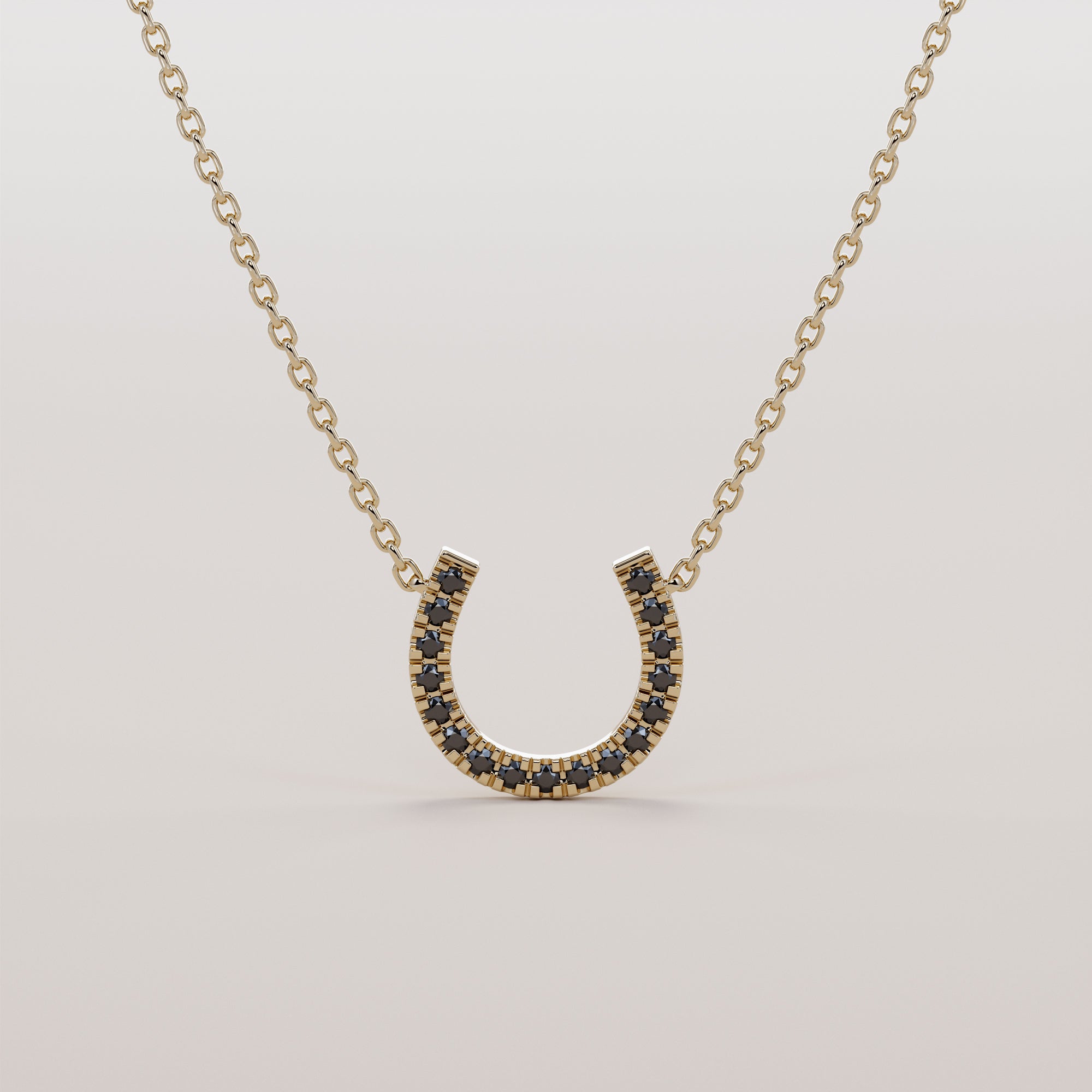 Hoof Necklace With Black Diamonds - Gold