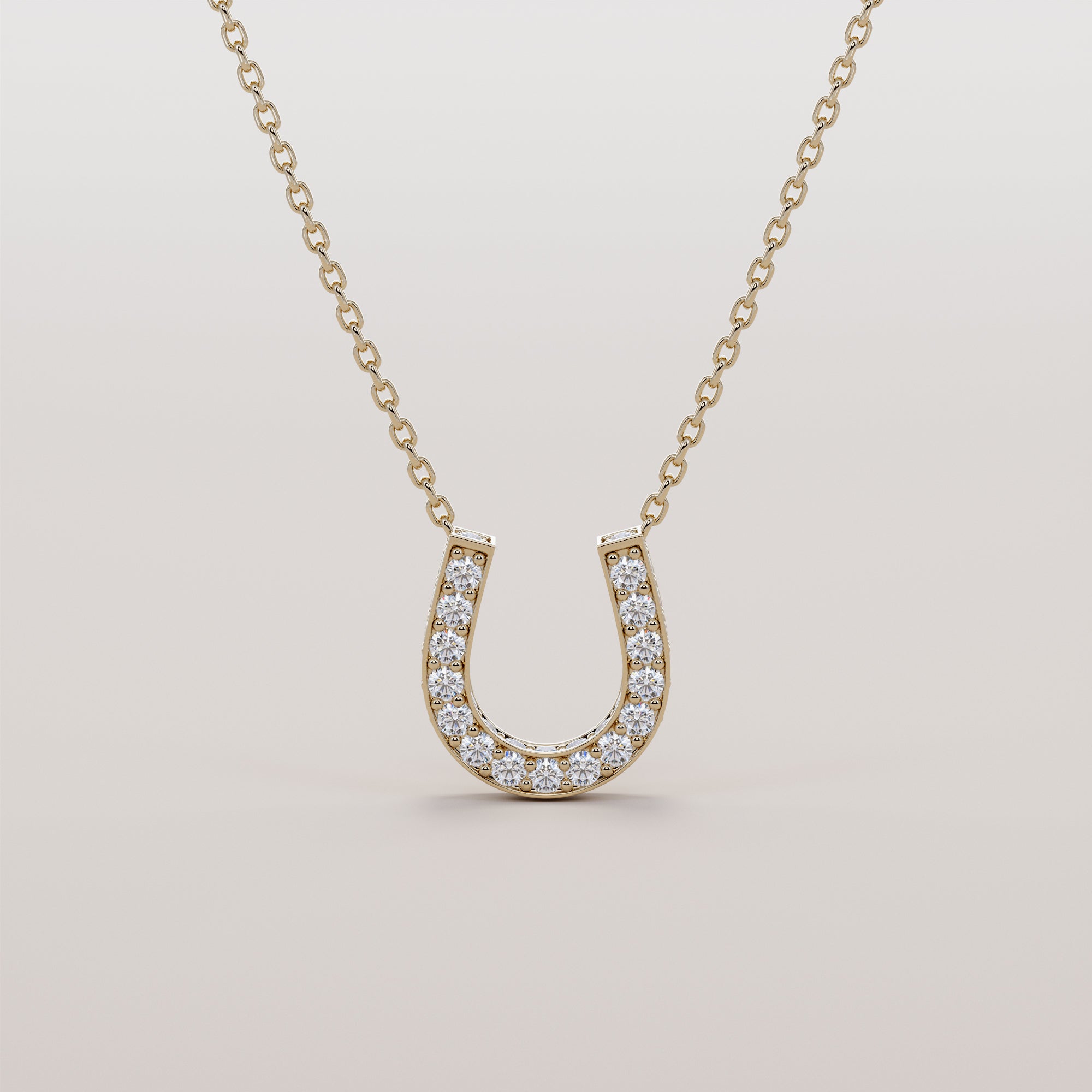 Hoof Necklace With White Diamond Sides - Gold