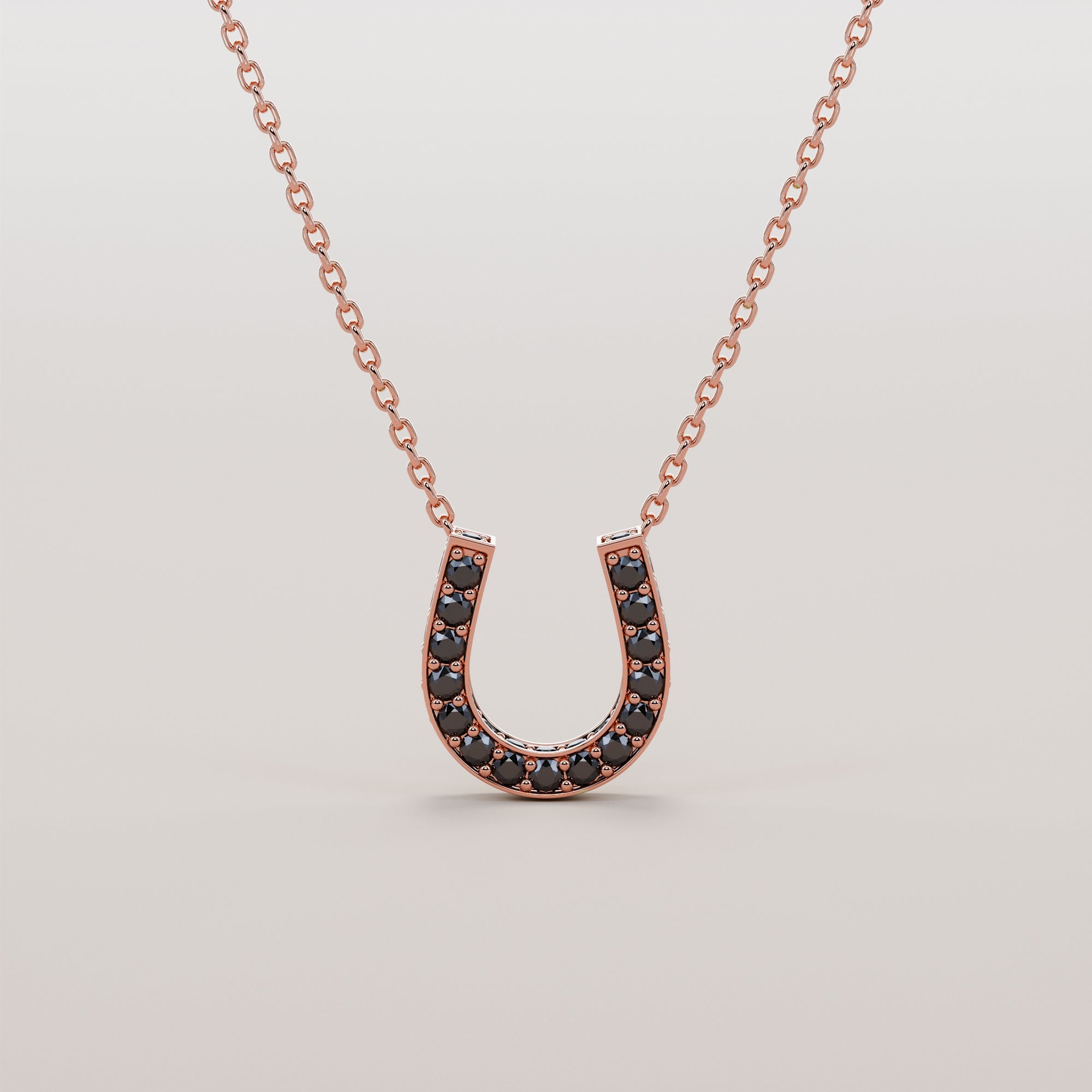 Hoof Necklace With Black Diamond Sides - Gold