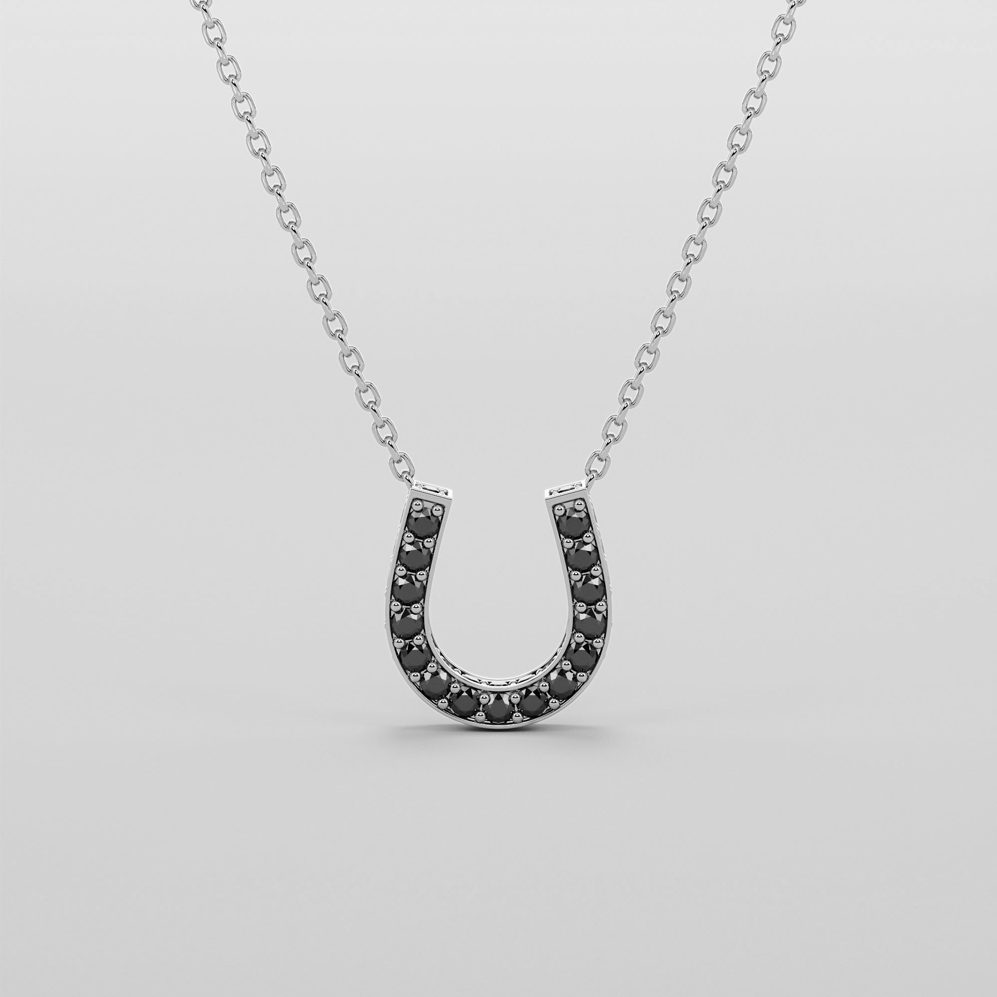 Hoof Necklace With Black Diamond Sides - Gold