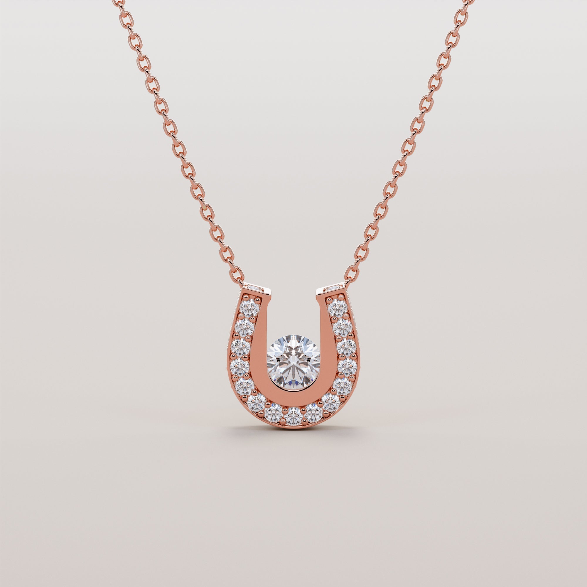 Hoof Necklace With White Center Diamonds - Gold