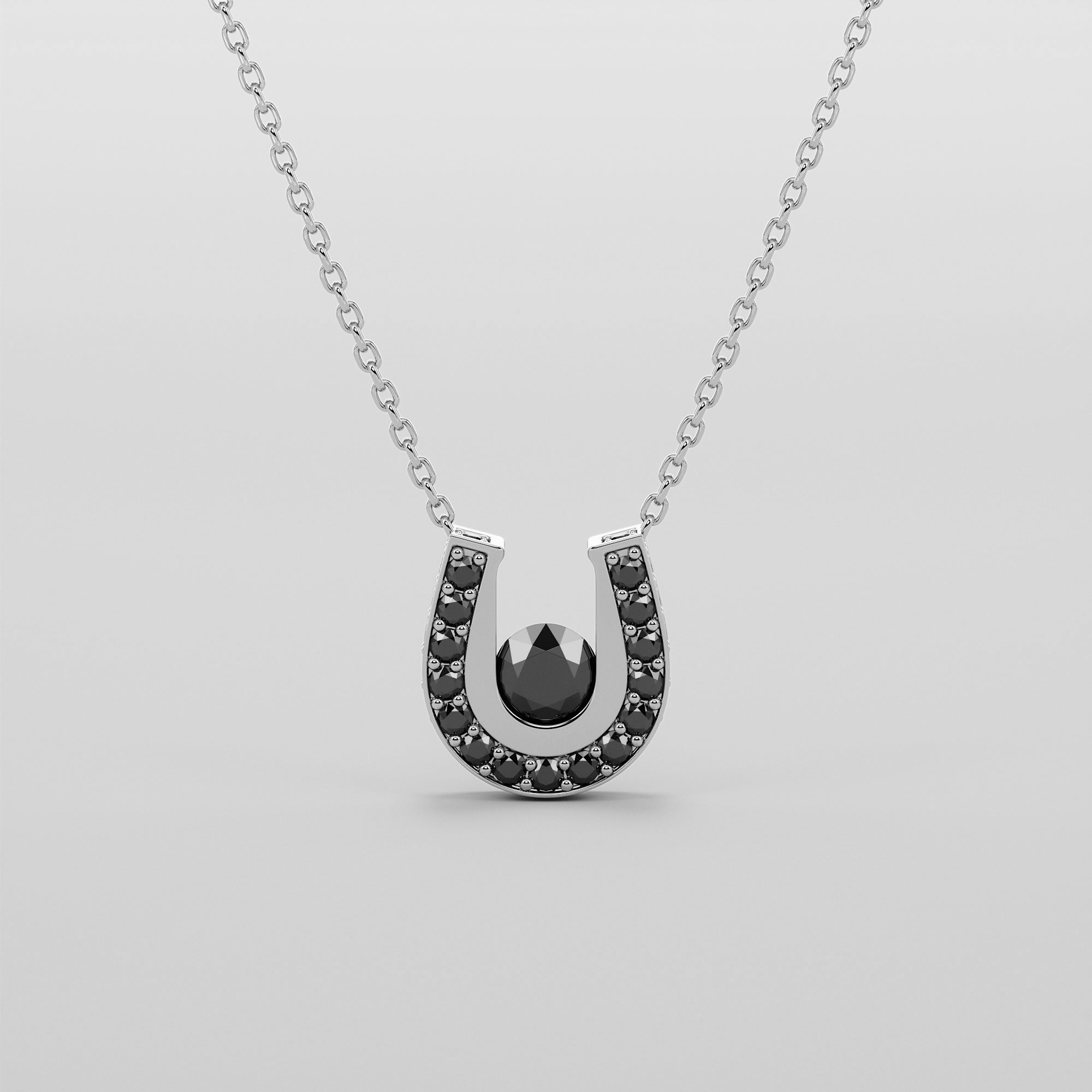Hoof Necklace With Black Center Diamonds - Gold