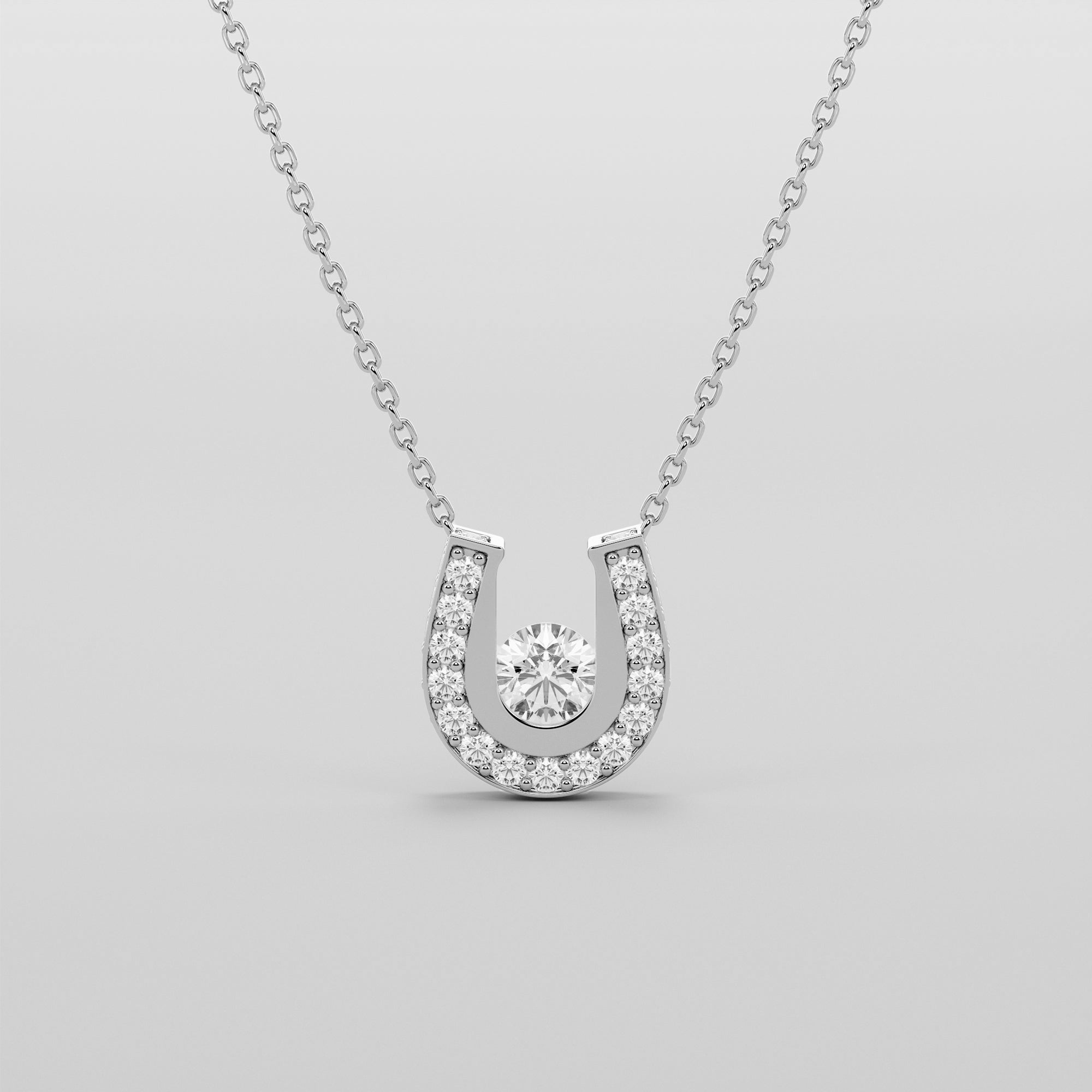 Hoof Necklace With White Center Diamonds - Gold