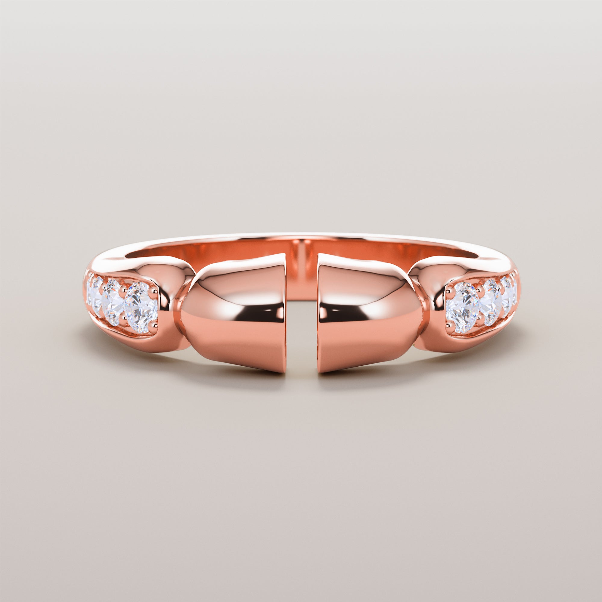 Horse Leg Ring With White Diamonds - Gold