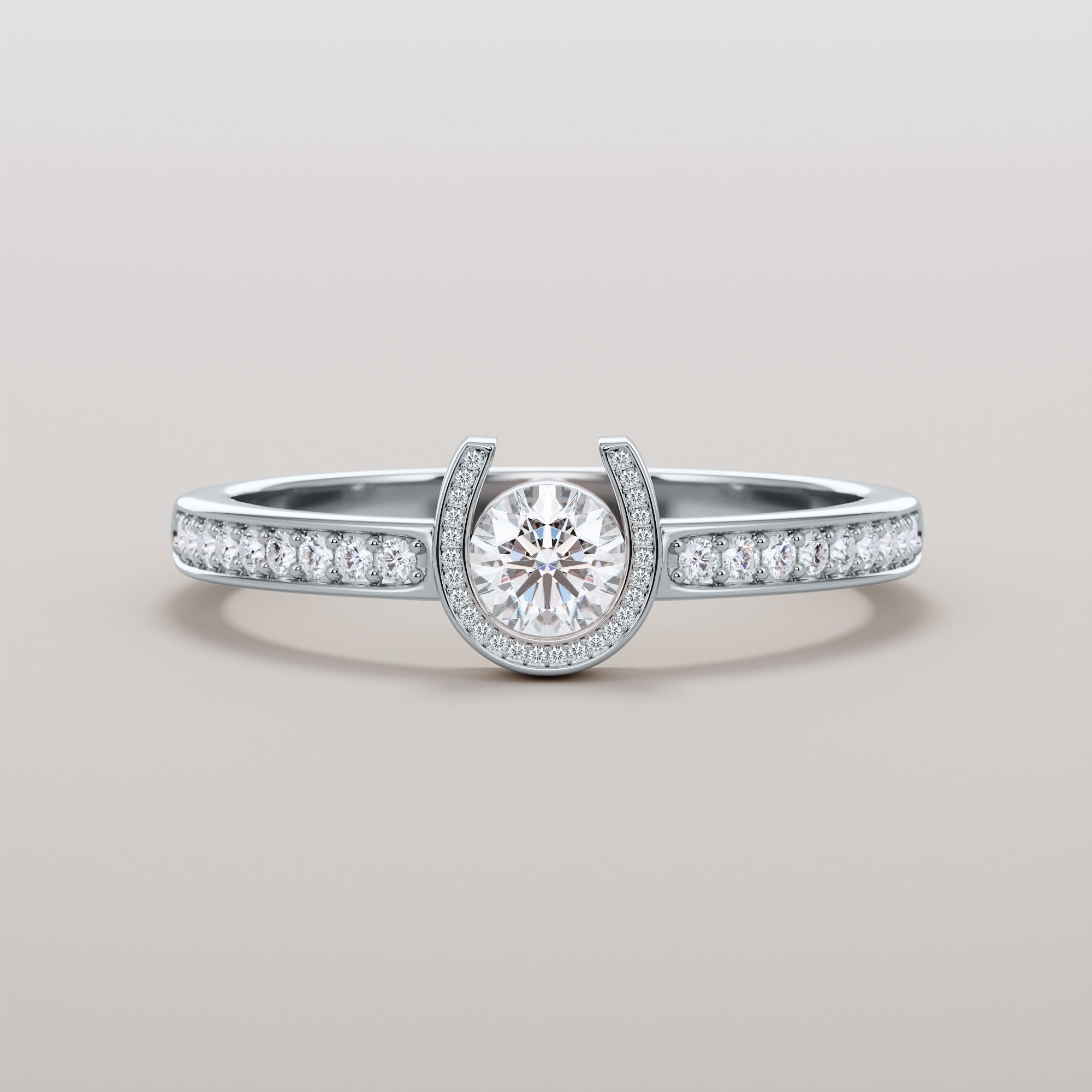 Hoof Ring With Central White Diamond - Gold