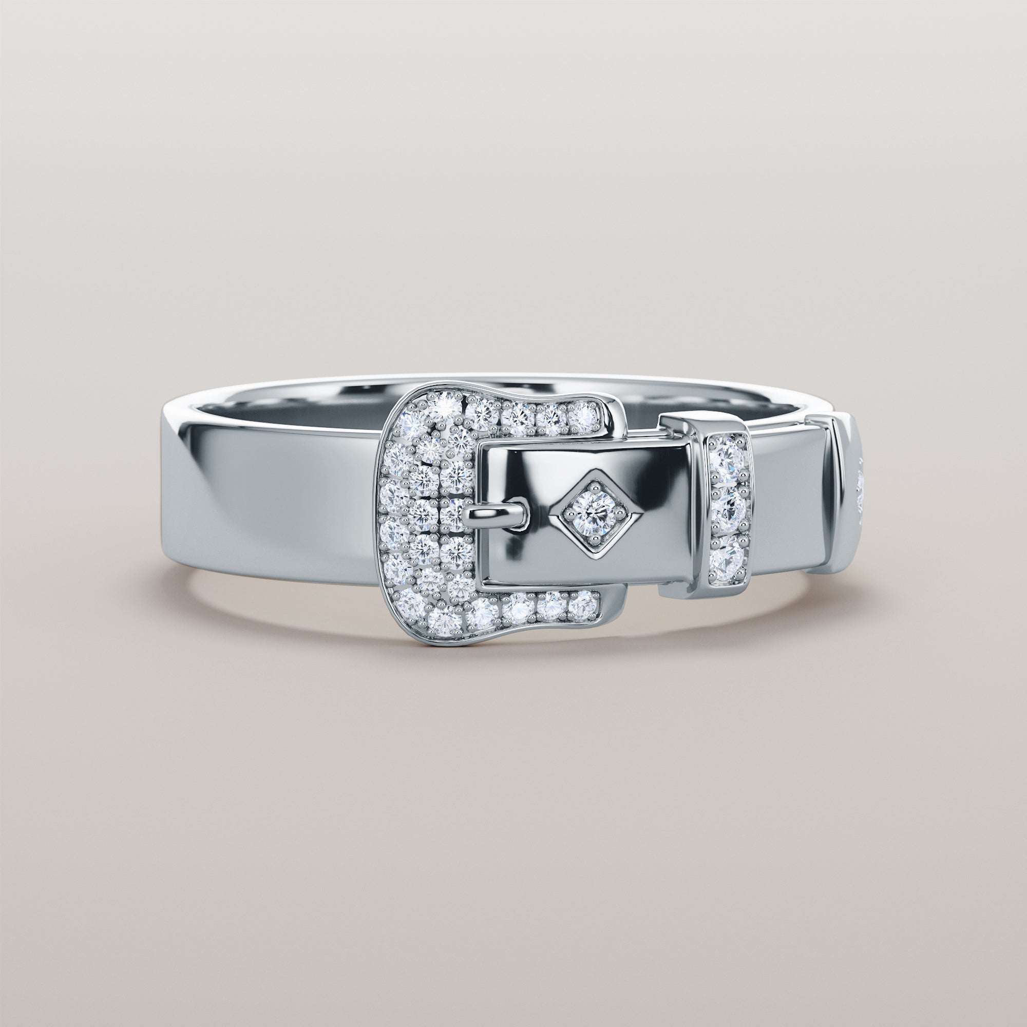 Belt Ring With White Diamonds - Gold