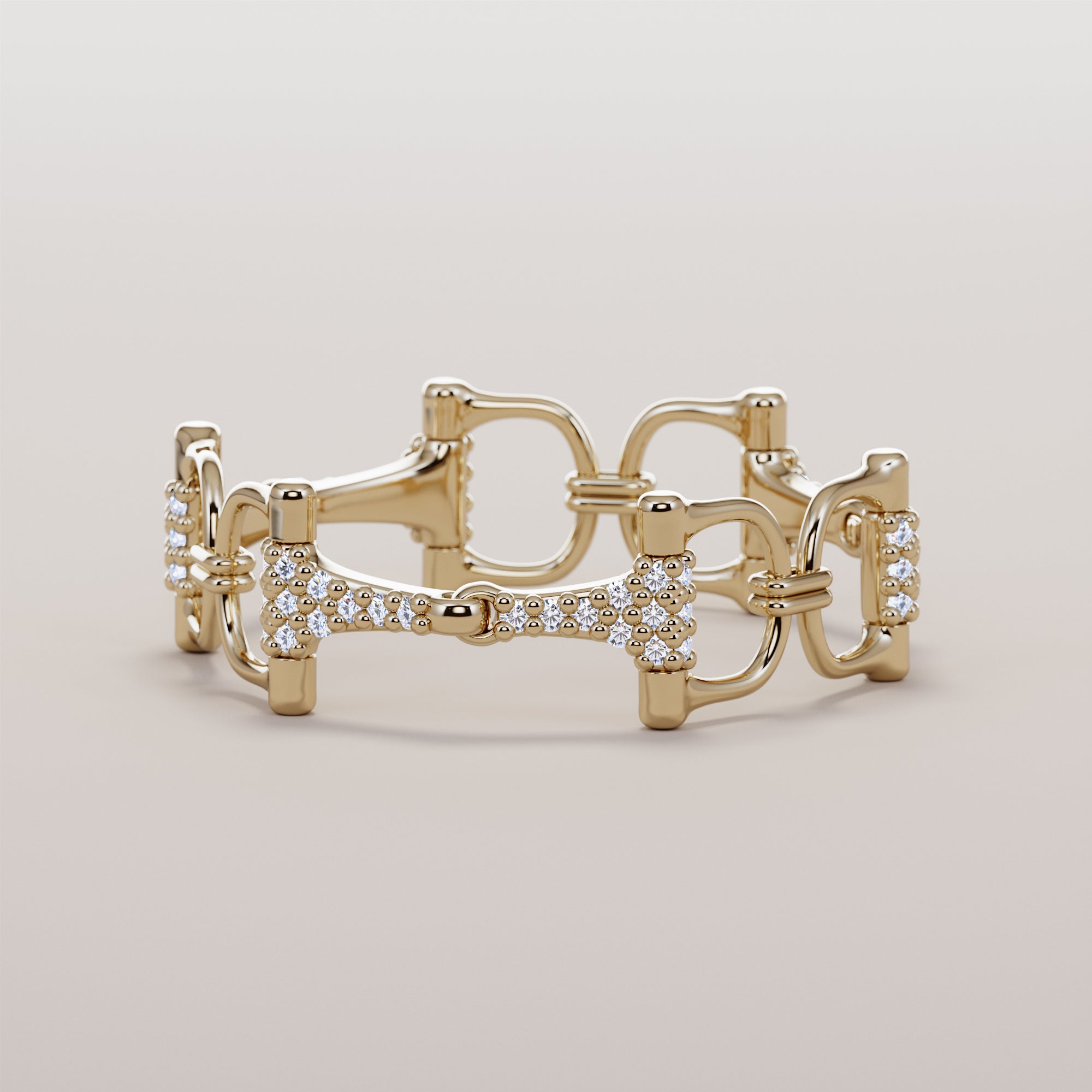 Bits Ring With White Diamonds - Gold