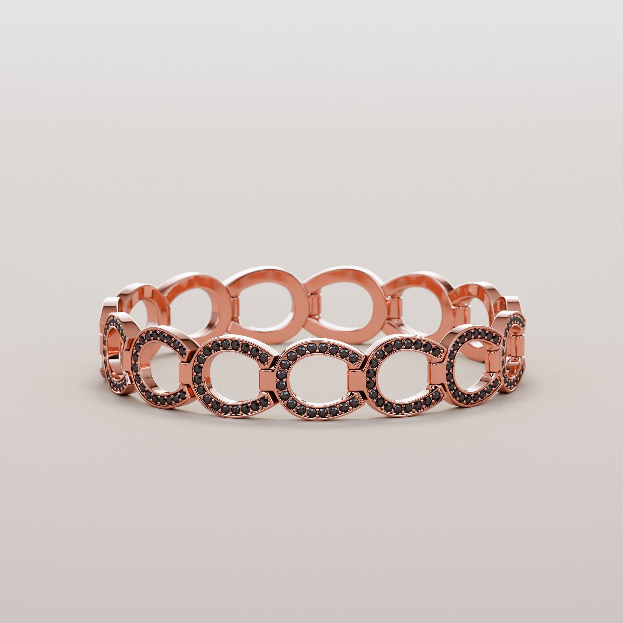 Hoofs Ring With Black Diamonds - Gold