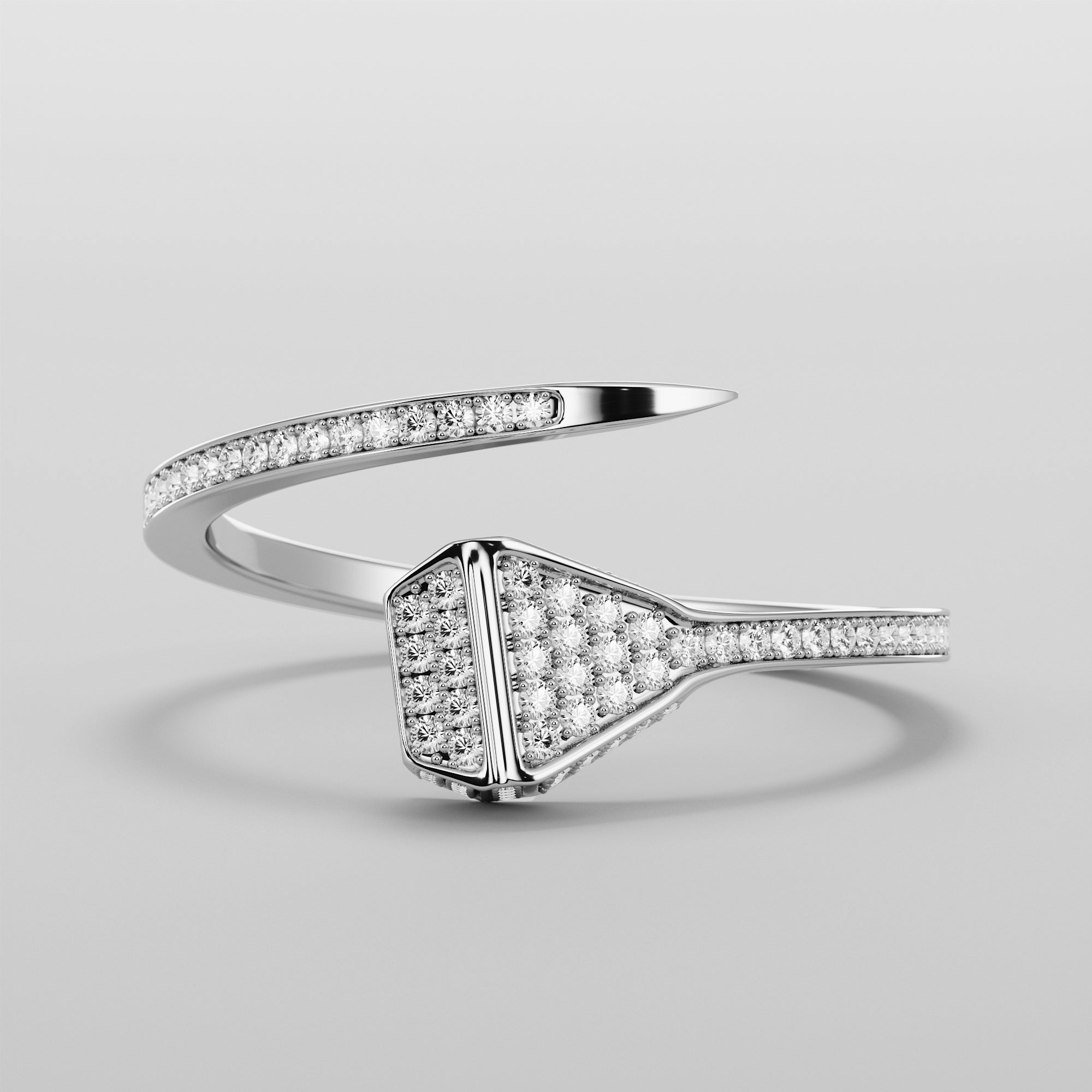 Nail Ring With White Diamonds - Gold