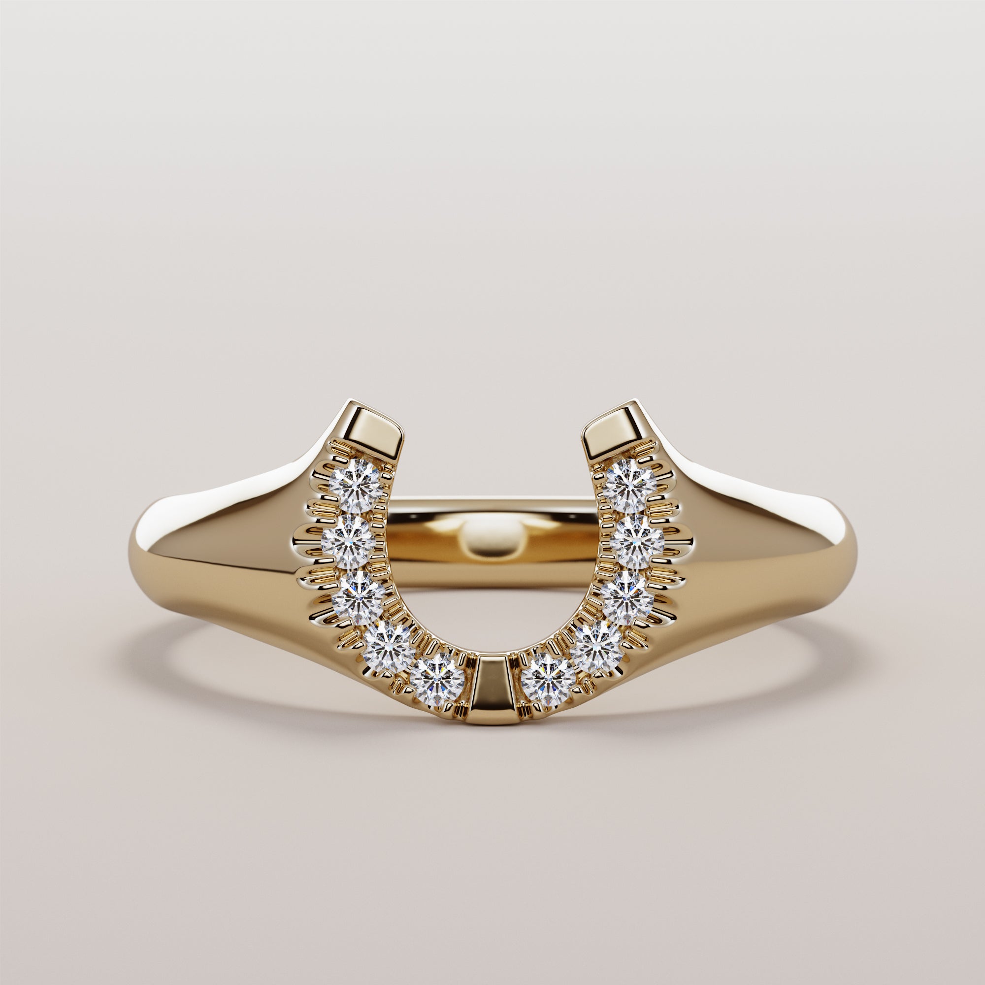 Hoof Ring With White Diamonds - Gold