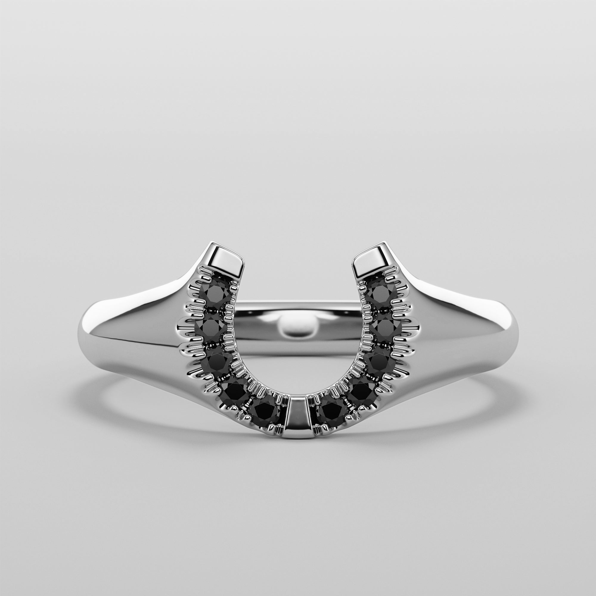 Hoof Ring With Black Diamonds - Gold